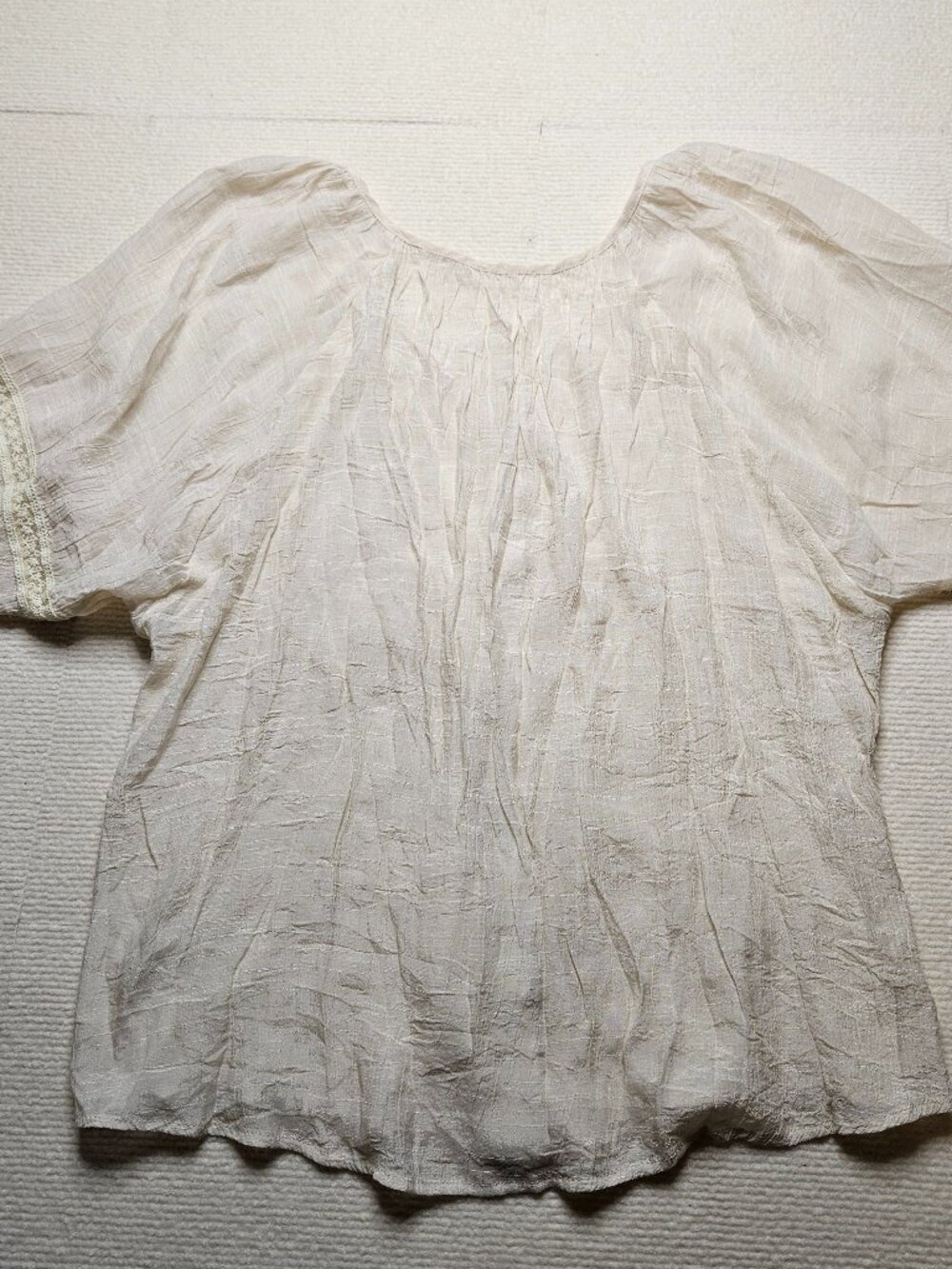 Blue Bird Cream Gauze Boho Blouse - Size Medium - Picture 8 of 8